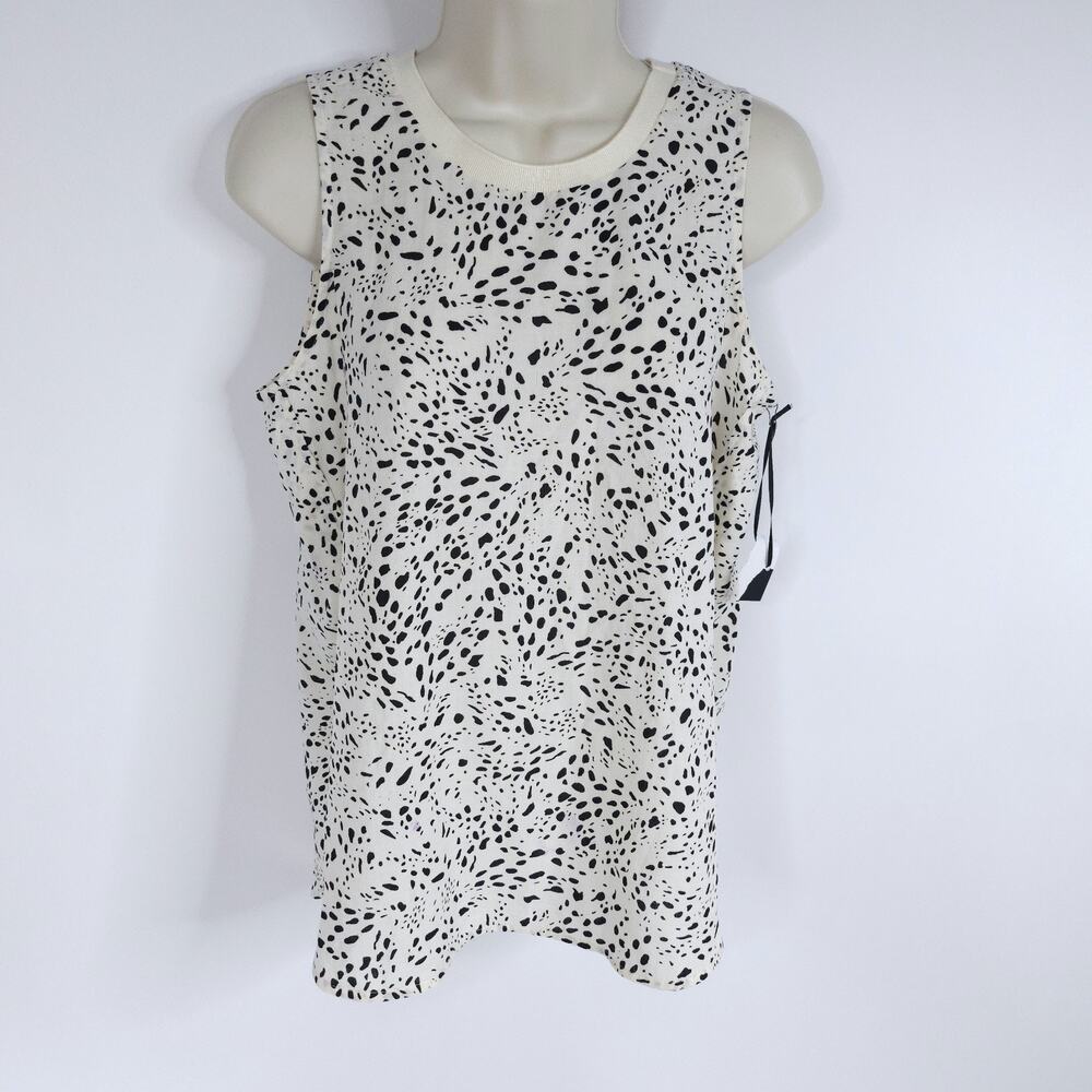 Simply Vera Vera Wang Womens XS Tank Top Shirt Beige Black Animal Print Crewneck